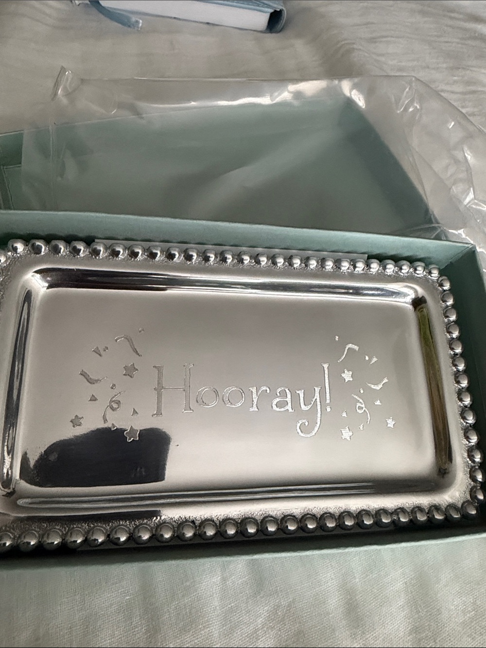Hooray! Silver Decorative Trinket Tray